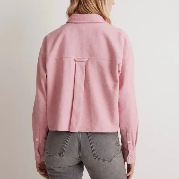 MADEWELL Flannel Cargo Button Up Shirt Nouveau Pink Melange Small S - Picture 4 of 11